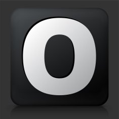 Black Square Button with Letter O N2