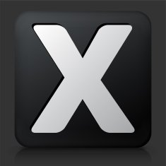 Black Square Button with Letter X N2
