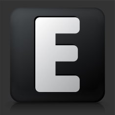 Black Square Button with Letter E N2