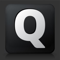 Black Square Button with Letter Q N2