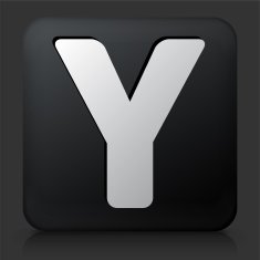 Black Square Button with Letter Y N2