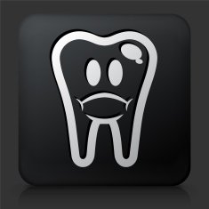 Black Square Button with Bad Tooth Icon