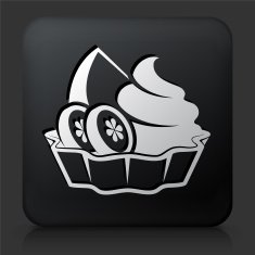 Black Square Button with Fruits & Desserts Icon
