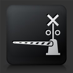 Black Square Button with Train Crossing