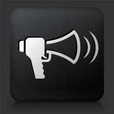 Black Square Button with Megaphone Protest