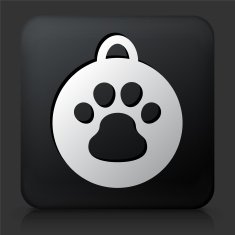 Black Square Button with Dog Tag Icon