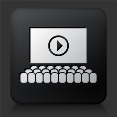Black Square Button with Movie Screen