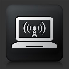 Black Square Button with Wireless Laptop