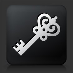 Black Square Button with Old Key N7