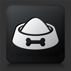 Black Square Button with Dog Bowl