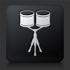 Black Square Button with Drums