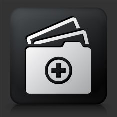 Black Square Button with Medical FIles