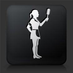 Black Square Button with Maid Icon
