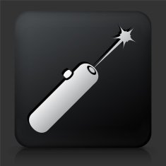 Black Square Button with Lazer Pointer Icon