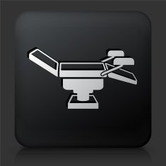 Black Square Button with Examination Table