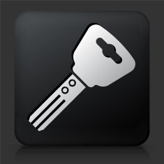 Black Square Button with Car Key N3