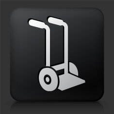Black Square Button with Moving Carriage Icon