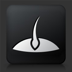 Black Square Button with Sprouting Plant Icon