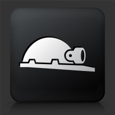 Black Square Button with Helmet and Headlamp