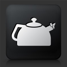 Black Square Button with Tea Pot Icon N2