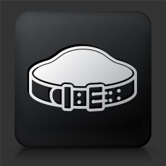 Black Square Button with Fitness Belt Icon