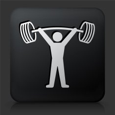 Black Square Button with Workout Icon N3