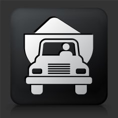 Black Square Button with Harvesting Truck