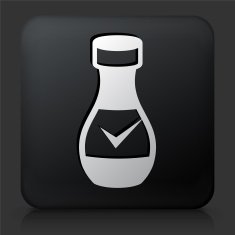 Black Square Button with Bottle