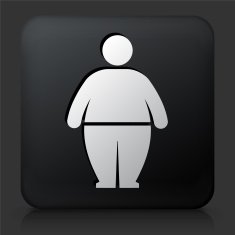 Black Square Button with Stick Figure and Weight Gain