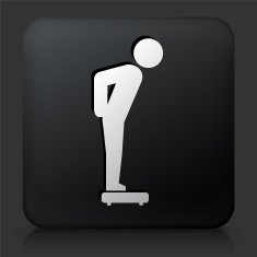 Black Square Button with Stick Figure on the Scale