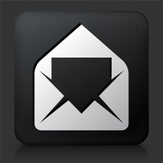 Black Square Button with Mail