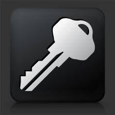 Black Square Button with Household Key N3