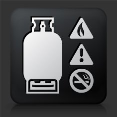Black Square Button with Hazardous Gas