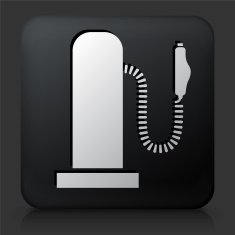 Black Square Button with Gas Station Pump