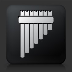 Black Square Button with Pan Pipes