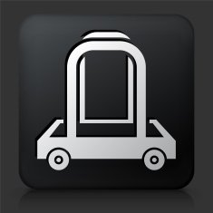 Black Square Button with Moving Carriage Icon N2