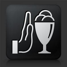 Black Square Button with No to Ice Cream