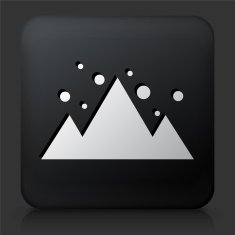 Black Square Button with Snow Mountains