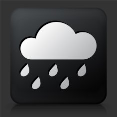 Black Square Button with Clouds and Rain