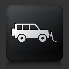 Black Square Button with Snow Mover Tractor N3