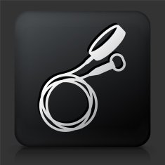 Black Square Button with Swimming Gear