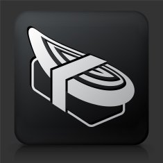 Black Square Button with Nigiri Sushi