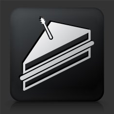 Black Square Button with Dessert Icon
