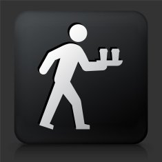 Black Square Button with Bringing Coffee Icon N2