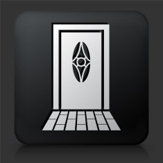 Black Square Button with Door Icon N2