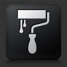 Black Square Button with Paint Roller Icon