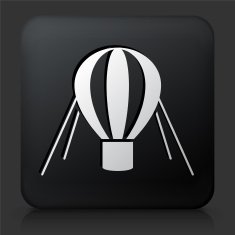 Black Square Button with Hot Air Balloon Icon