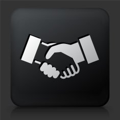 Black Square Button with Handshake Icon N3