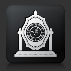 Black Square Button with Clock Icon N7