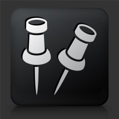 Black Square Button with Pins